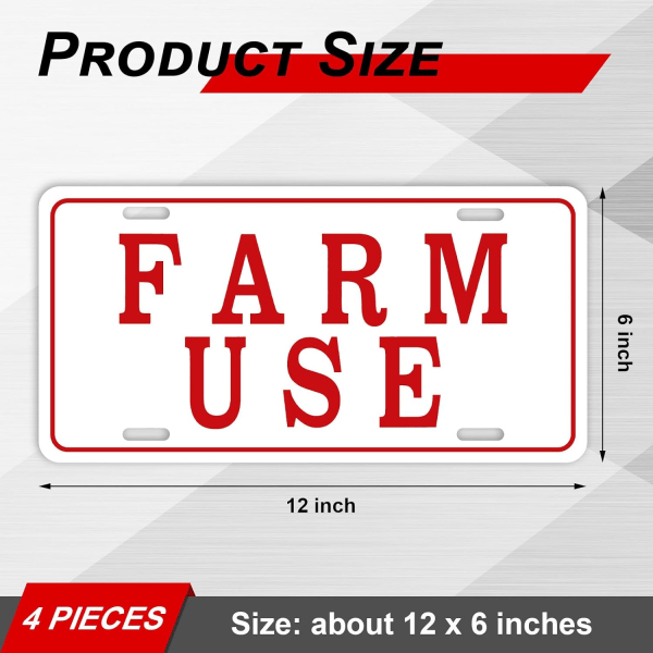4 delar Farm Use ID Tag-skylt - Reflekterande skyltar i aluminium