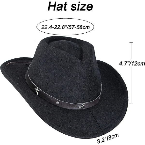 Western Cowboyhatt för män Kvinnor Klassisk Roll Up Fedora-hatt med spännbälte