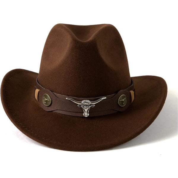 Klassiska Western Cowboy Cowgirl-hattar med brett bälte för kvinnor