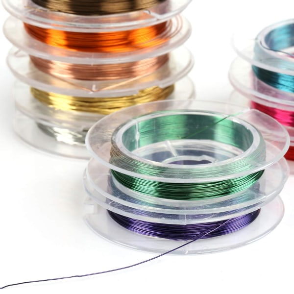 10 rullar blandad färg koppartråd - 0,3 mm pärlstråd