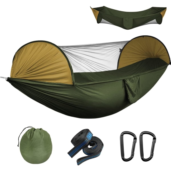 Campinghängmatta med myggnät, pop-up bärbar