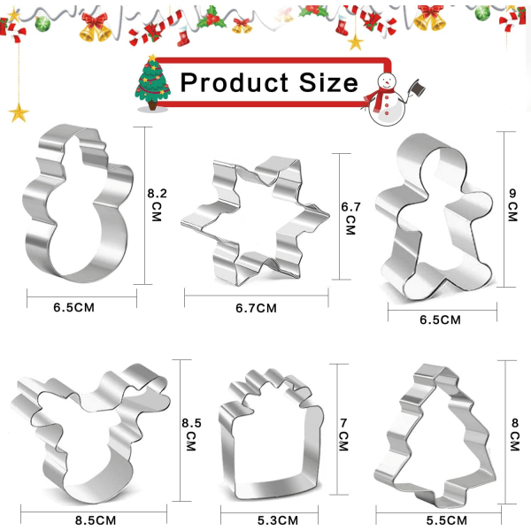 Christmas Cookie Cutter Set - 6 Christmas Cuit Cutters