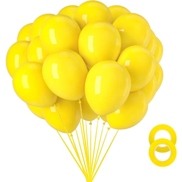 Gula ballonger 12 tum, 100 st Gula latex partyballonger
