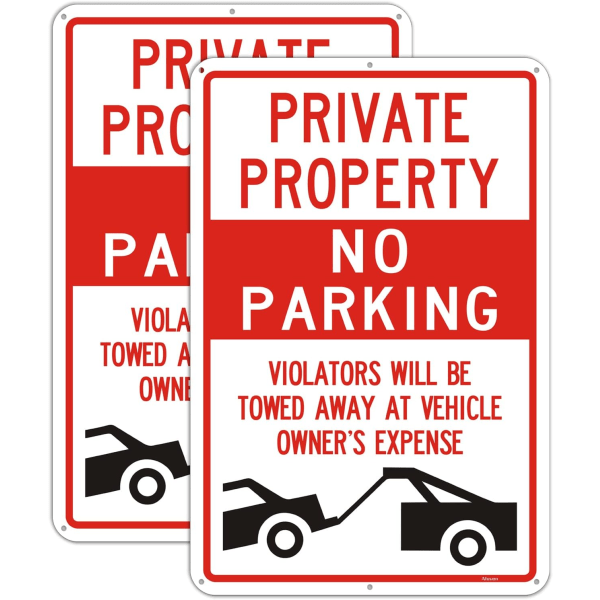 Privat egendom Inga parkeringsskyltar - Metall, 35x25cm, 2 st