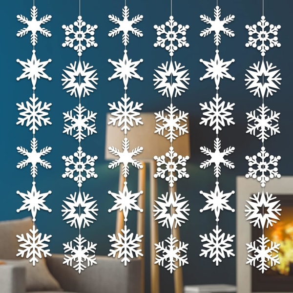 Paper Snowflake Girlander - 12 ST Winter Wonderland Dekorationer