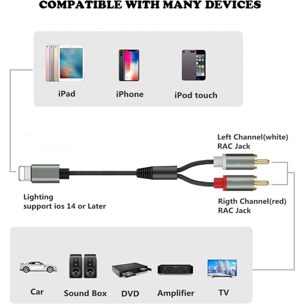 Kabel Audio Aux Adapter - 2-Han Stereo Y Splitter (1M)