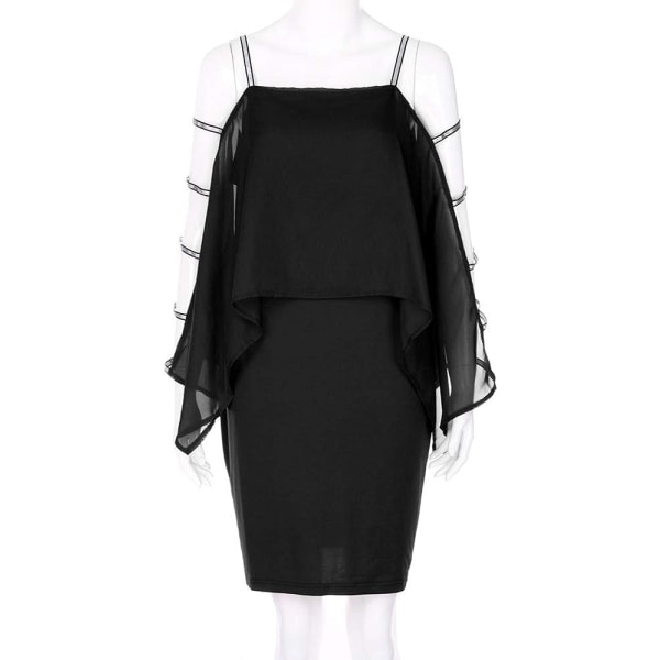 Plus Size Chiffong Knälång Klänning för kvinnor Casual Batwing Sleeve Fashion