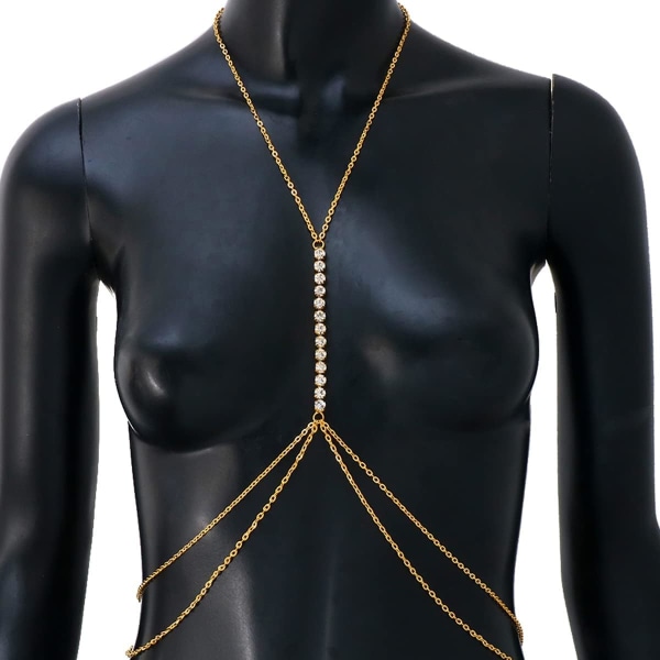 Sexiga Rhinestone Body Chains Gold Evil Eye Belly Chain Midja Gold-simple