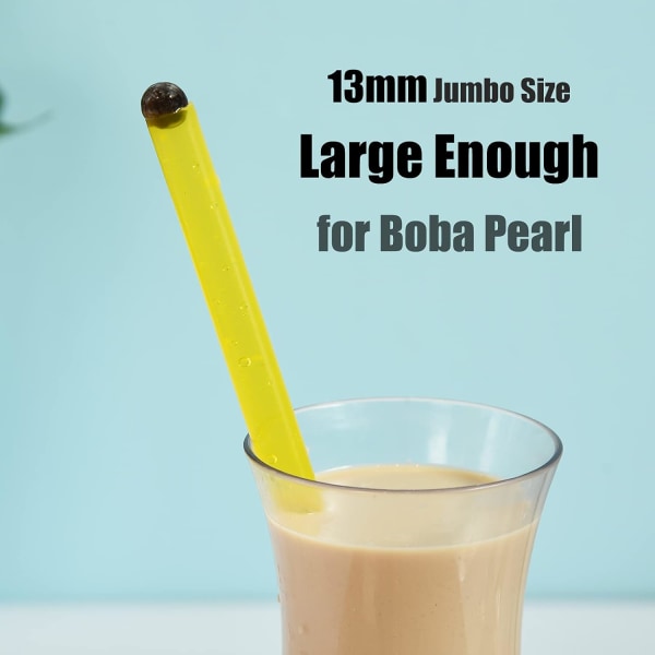 12-pack återanvändbara Boba Smoothie sugrör - extra breda 13 mm färg slumpmässigt