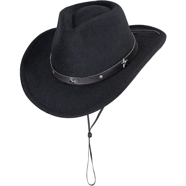 Klassisk cowboyhatt för kvinnor och män västerländsk stil Fedora-hatt med bred brätte med