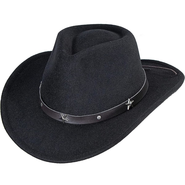 Western Cowboyhatt för män Kvinnor Klassisk Roll Up Fedora-hatt med spännbälte