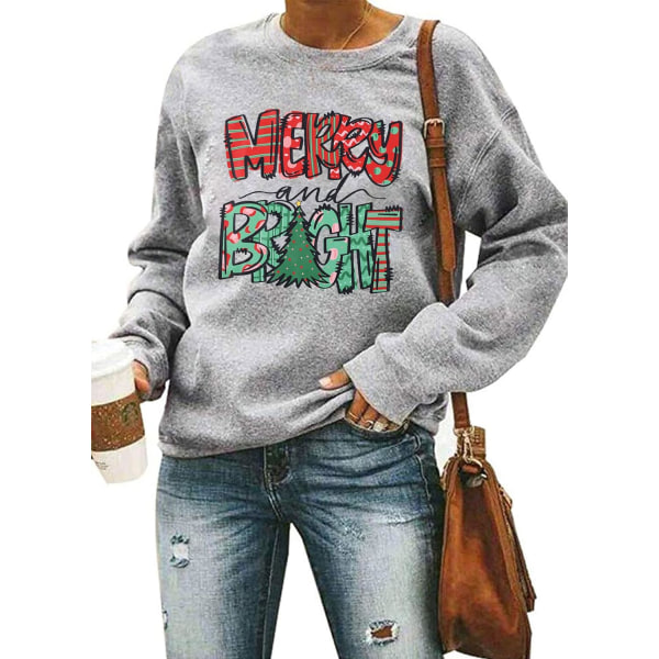 Christmas Sweatshirt Glada skjortor för kvinnor Julgranströja Casual