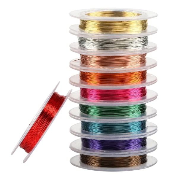 10 rullar blandad färg koppartråd - 0,3 mm pärlstråd