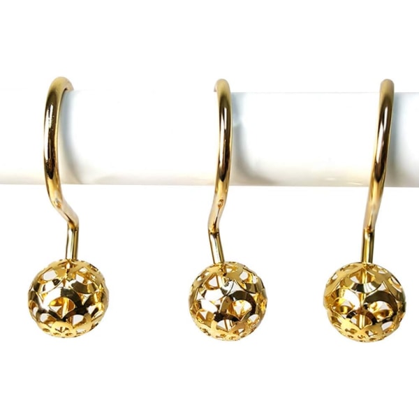 Guld duschdraperikrokar Ringar - Set med 12, Hollow Ball Design