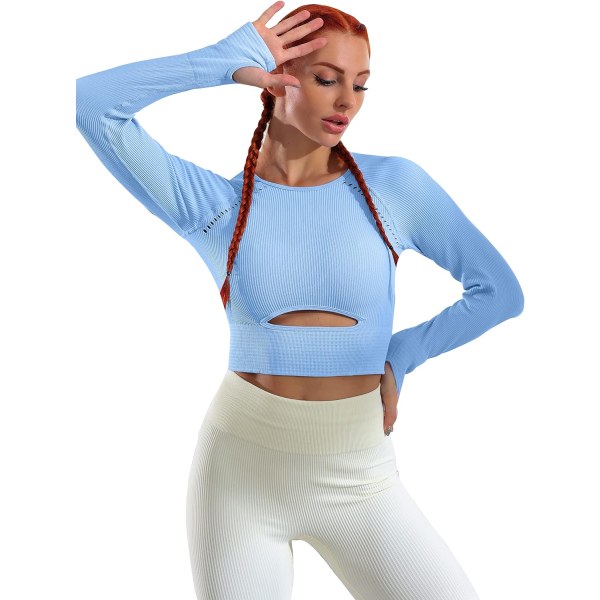 Träningströjor för kvinnor Sömlös ribbad långärmad GMY Yoga Athletic Shirt