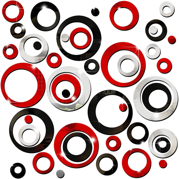 Väggdekaler i akrylcirkelspegel - Avtagbara runda prickar spegelväggdekaler (72 delar)