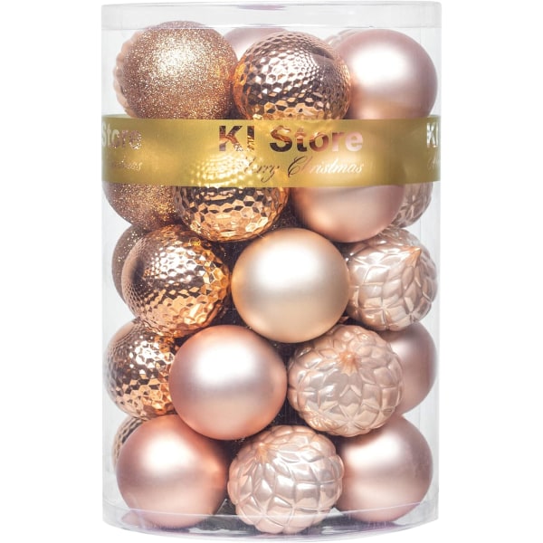 Rose Gold Christmas Balls 34st 2,36-tums julgransdekoration prydnader