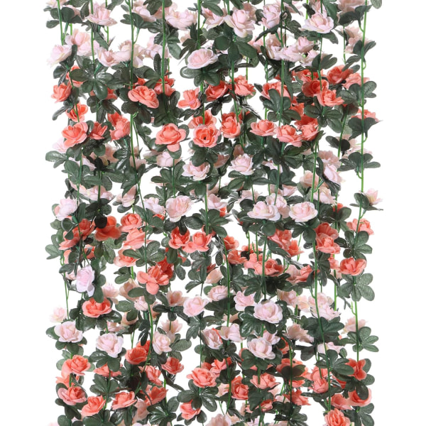 8st 41Ft Flower Garland,Fake Rose Vine Konstgjorda Blommor Hängande Rose Ivy