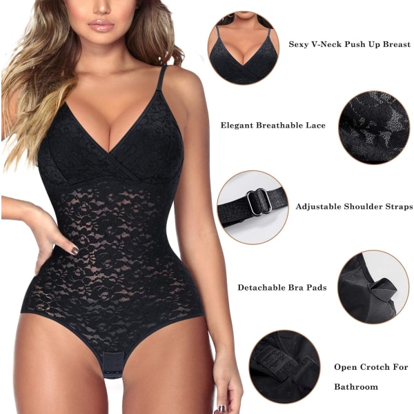 Shapewear Tummy Control Body Söt spets Cami V-hals linne waist trainer