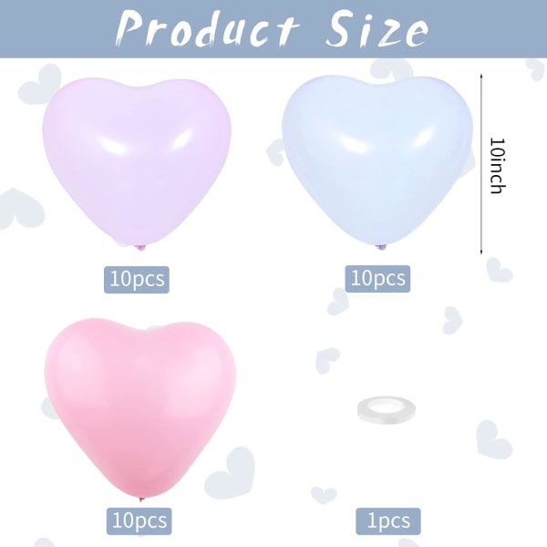 Heart Shape Balloon Macaron (30st) - Pastell latexballonger