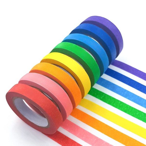 8st färgad maskeringstejp - målartejp, regnbågsfärgade rullar, barn