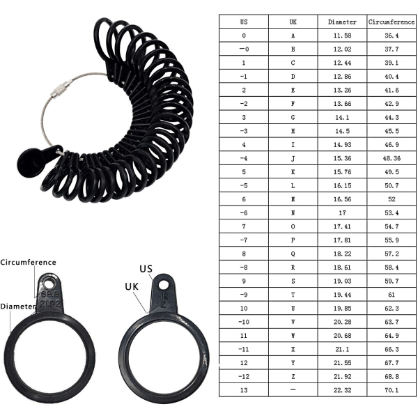 Ring Sizer Set Finger Size Mätverktyg - Ringar storlek 1-13 med halv storlek 27 stycken