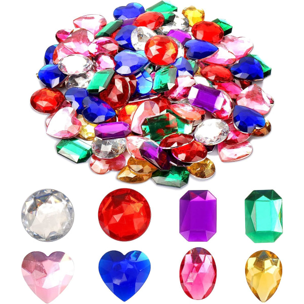1 juveler för att tillverka Diverse färgglada platt rygg hjärtformade juvelädelstenar - Akryl Rhinestones för hantverk