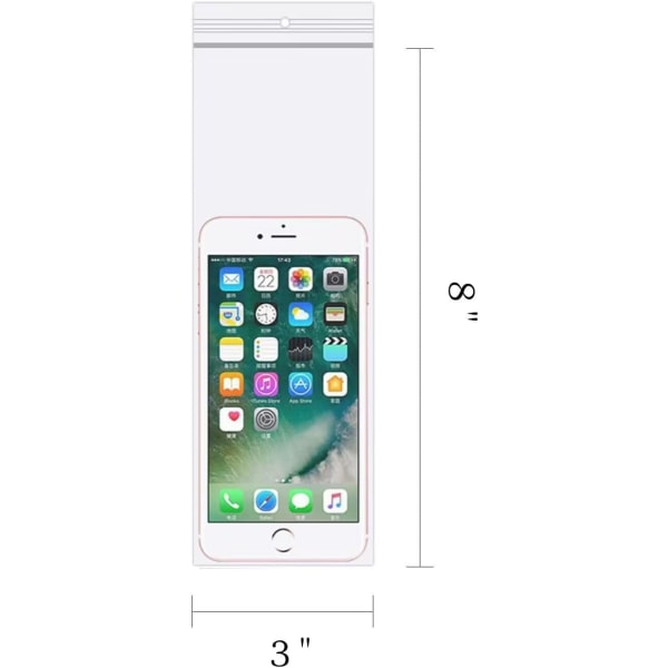 Långa smycken plastpåsar - 100st, 3 x 8 genomskinliga blixtlåspåsar