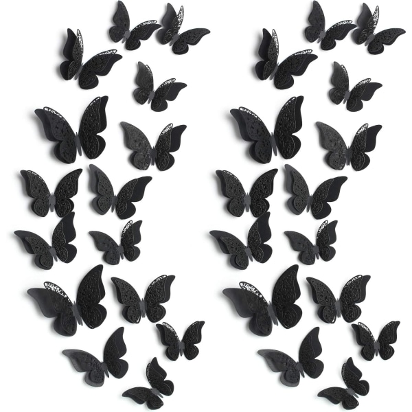 120 stycken 3D-skiktad fjärilsväggdekor - Avtagbara fjärilsdekor för DIY-väggkonst