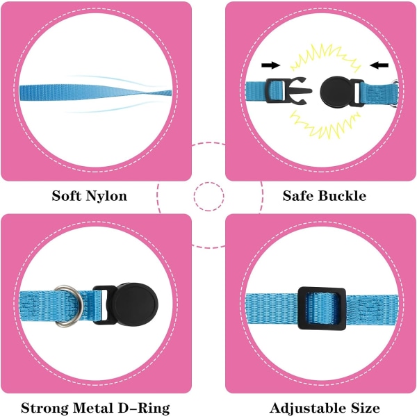 Justerbara valphalsband - 12-pack mjuk nylon ID ströhalsband för små hundar och katter