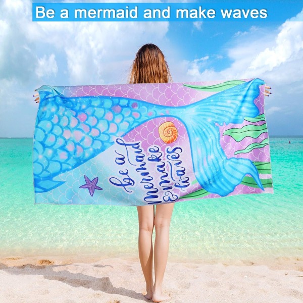 Mermaid Beach Handduk - överdimensionerad mikrofiberfilt (XL 32x63)