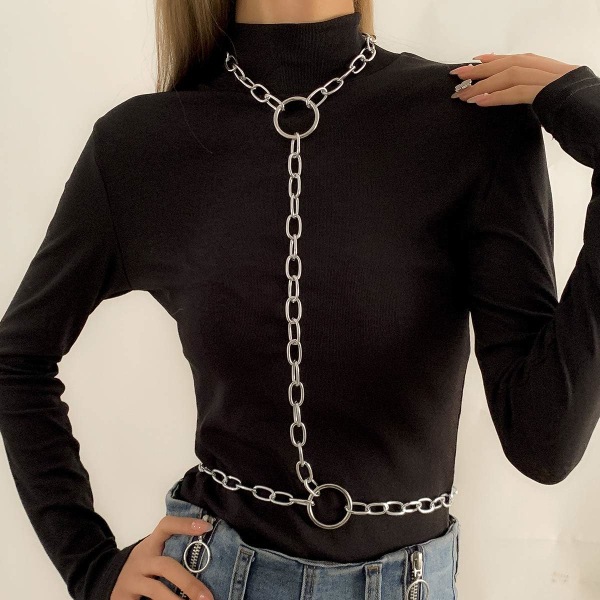 Punk kroppssele för kvinnor Sexig BH Body Chain Statement Silver