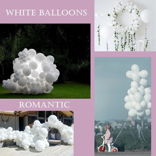 Vita ballonger i rund form - Mini latexballonger (100-pack)