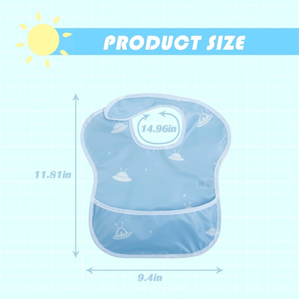3-pack vattentäta baby med stor ficka - matningshaklappar