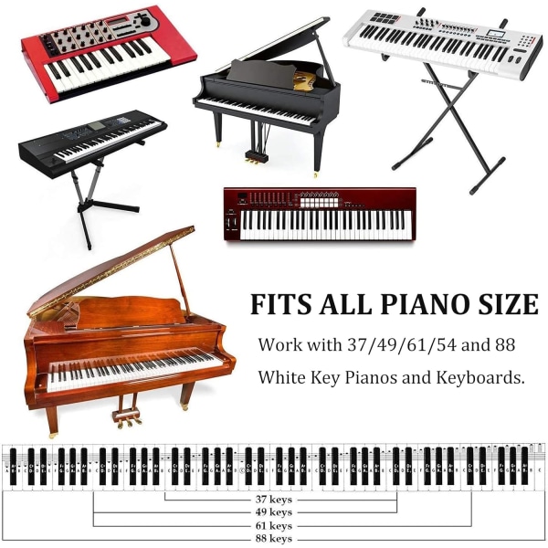 Piano Keyboard Stickers Set - Musiknoter Stickers för 37/49/54/61/88