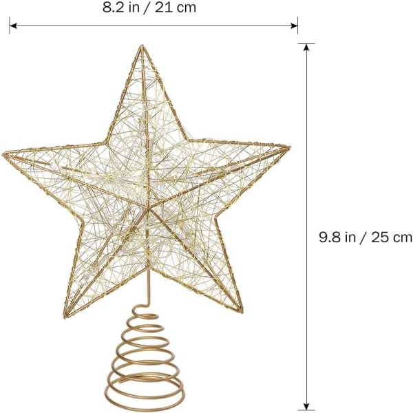 Batteridriven LED Christmas Tree Star Topper (guld)