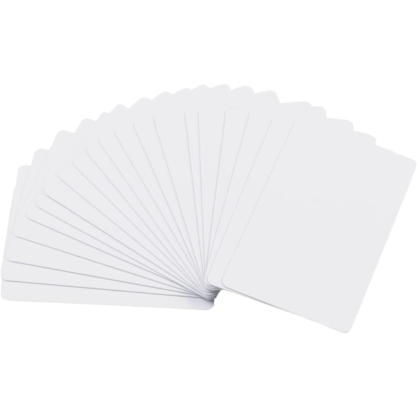 Premium tomma PVC-kort - paket med 20 vita plastkort för ID-märkesskrivare