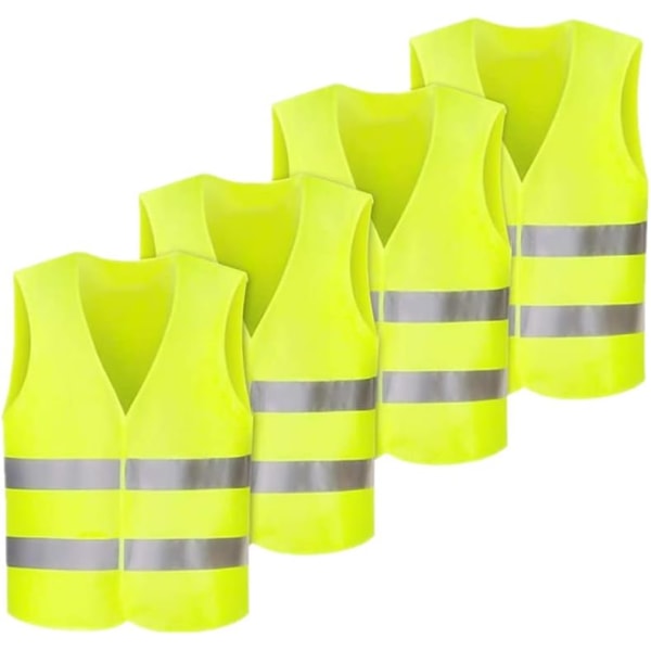 4PCS säkerhetsvästar med hög synlighet med reflekterande ränder - Idealisk för nattarbetskläder