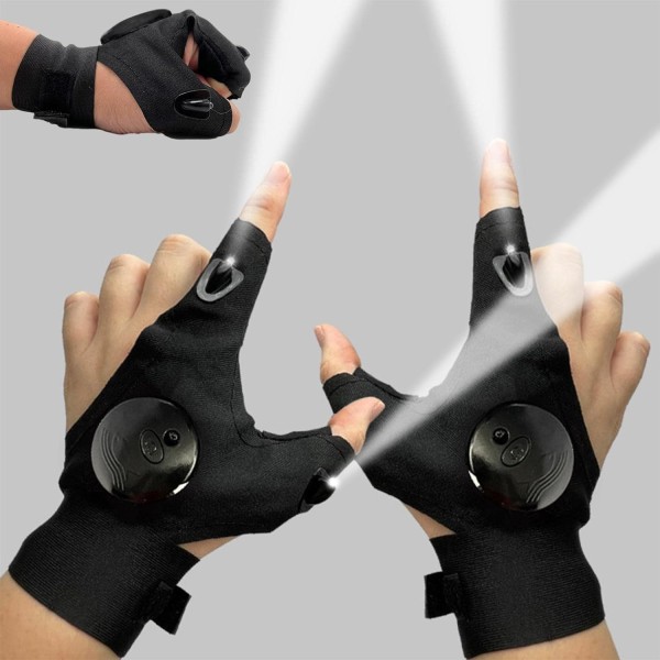 Ficklampa Handske | Hand Free Finger Lights Handskar, Mekaniker Handskar