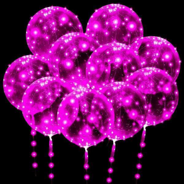 LED Bobo ballonger 10 FÖRPACKNINGAR, 20 tum med ljusslingor Helium Style