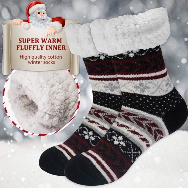 2 par Dam Vinter Fuzzy Warm Mysig Fleece Fodrade Slipper Sockor med
