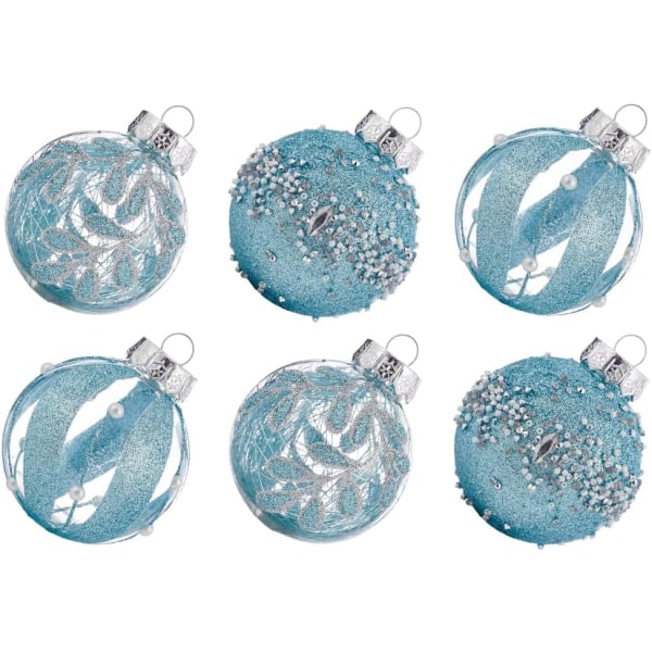 Christmas Ball Ornaments Set-70 mm/2,76" Stor splittersäker klar glitterpast