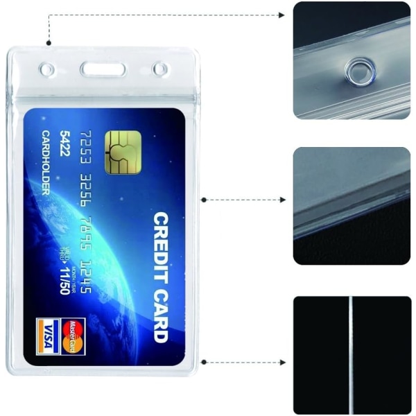 ID-kortsmärkeshållare med kraftigt band - nyckel, ID-kort, namnskylthållare (svart)