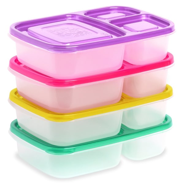 4-pack Bento Lunchbox med fack. Återanvändbara matlådor