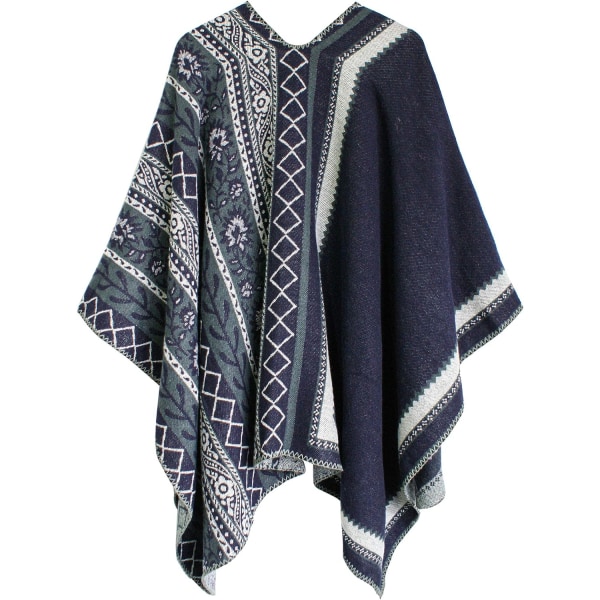 Color Block Dam Sjal Wrap Snygg öppen front Poncho Cape