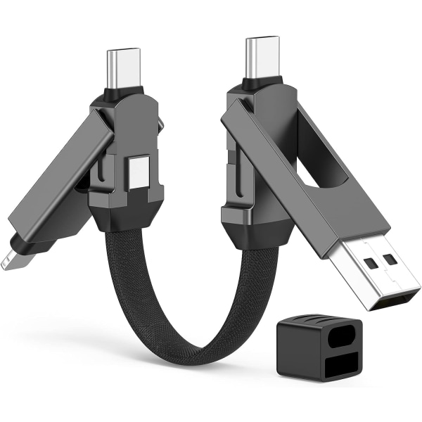 M3 USB C-kabel 60W, 4 i 1 multi Zinklegering Magnetisk