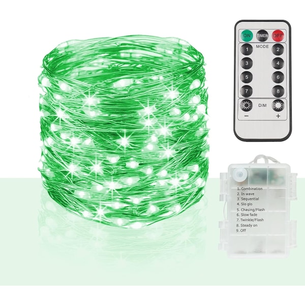 St Patricks Day Lights, 33ft 100 LED String Lights med fjärrkontroll, Green Fairy