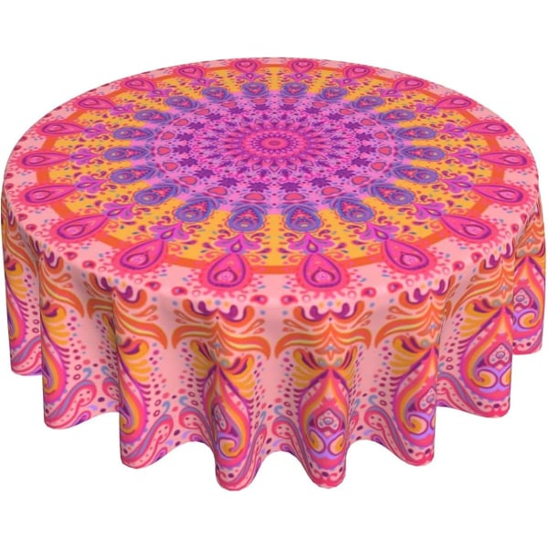 Mandala blomma rund bordsduk Tjocka skrivbordsduk Tvättbart bord