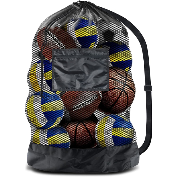 Extra Large Sports Ball Bag - Mesh Dragskoväska med axelrem