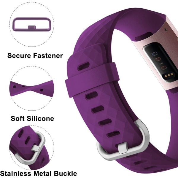 Kompatibel med Fitbit Charge 3/4 Strap - Vattentät silikonersättningssportarmband (4-pack, liten/stor)